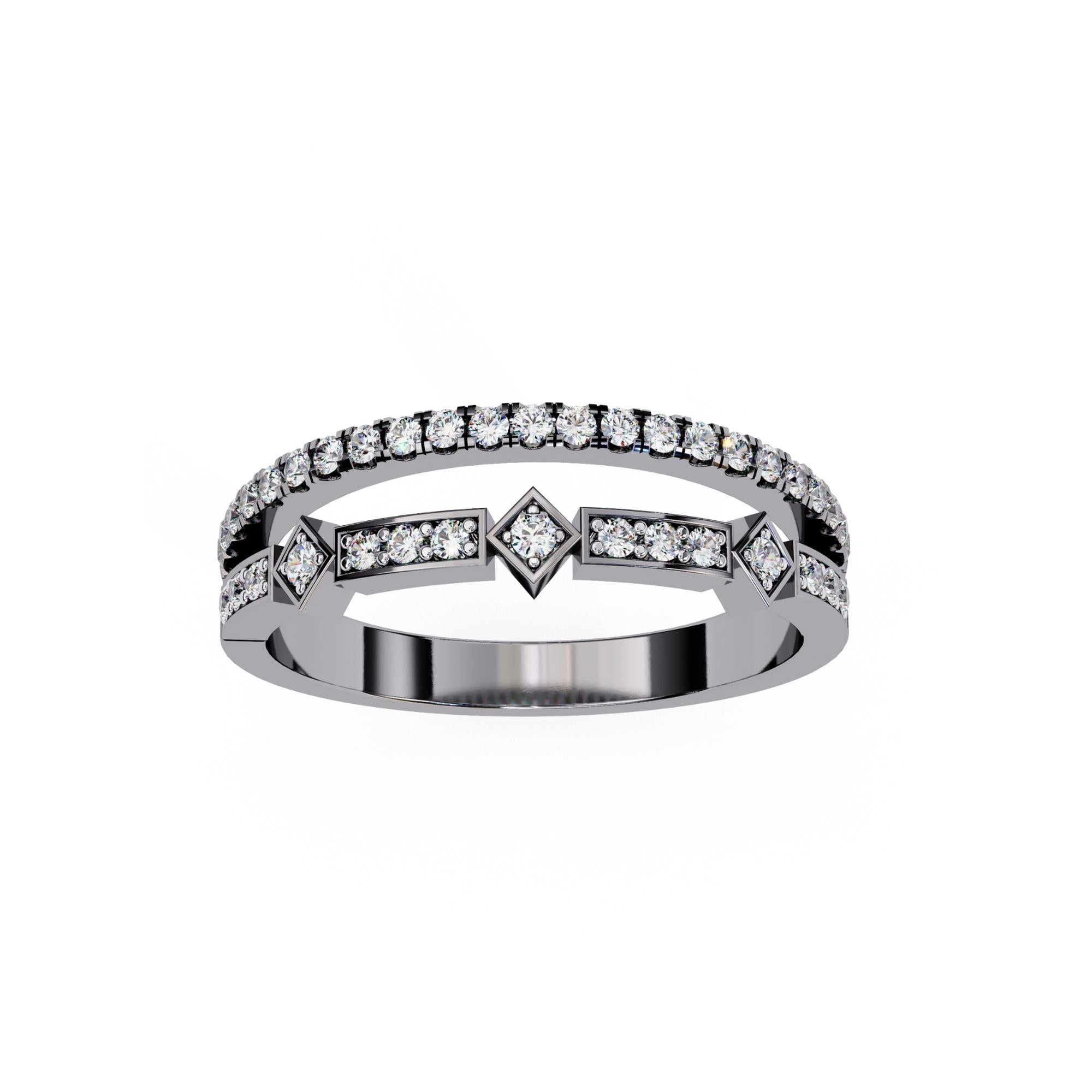 1/4 Ctw, Round Diamond Ring, Double Diamond Band, 14K Solid Gold, SI GH For Sale 8
