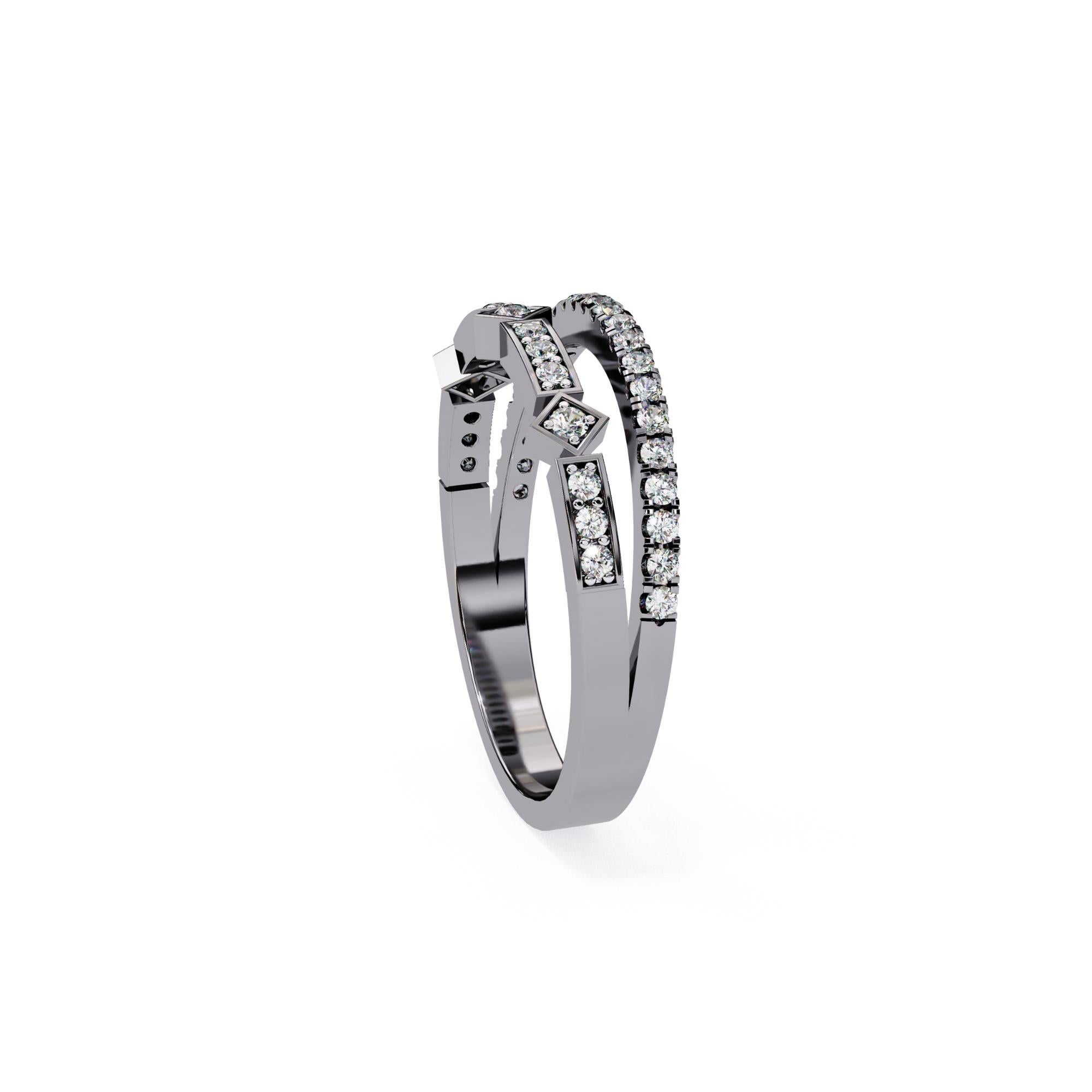 1/4 Ctw, Round Diamond Ring, Double Diamond Band, 14K Solid Gold, SI GH For Sale 9