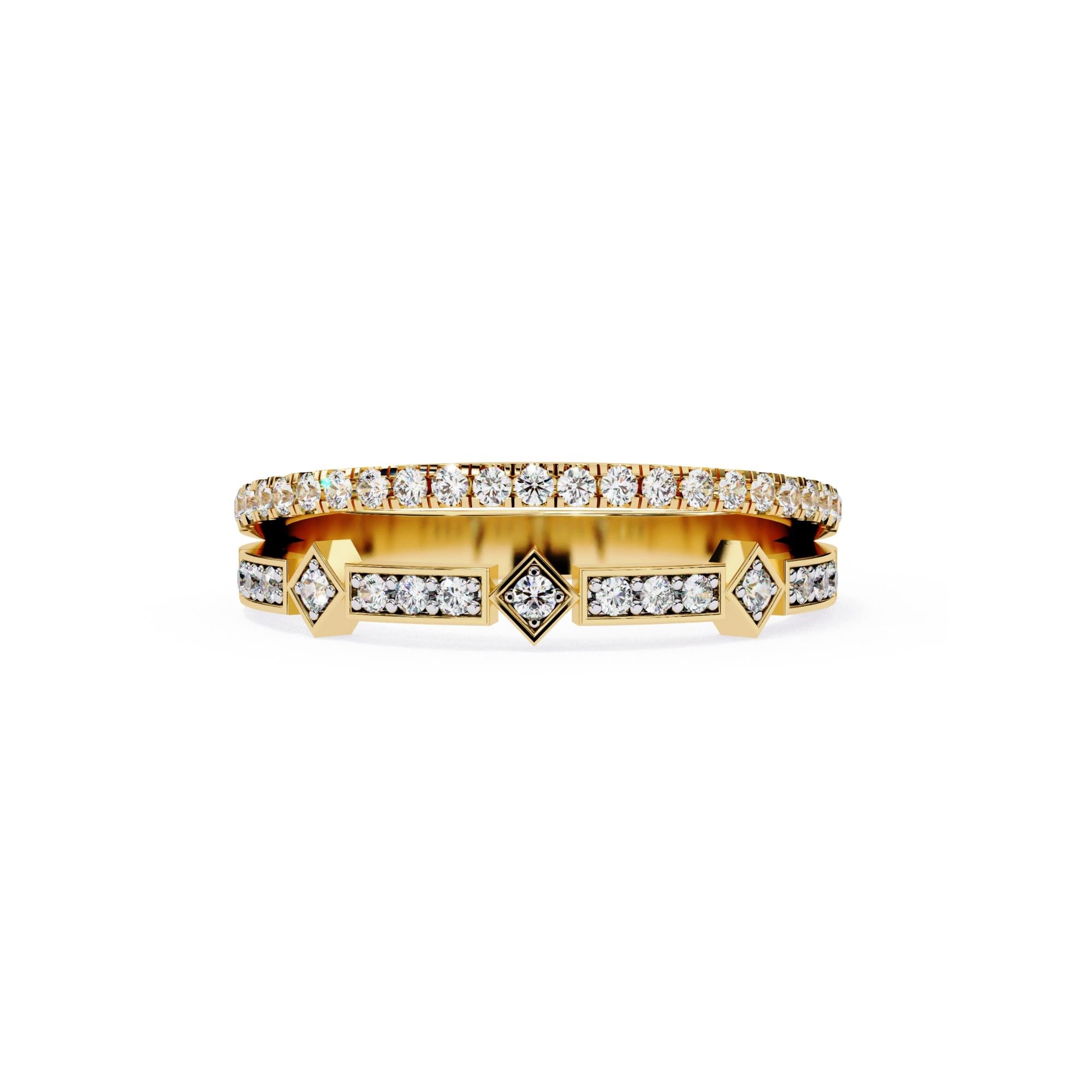 1/4 Ctw, Round Diamond Ring, Double Diamond Band, 14K Solid Gold, SI GH In New Condition For Sale In New York, NY