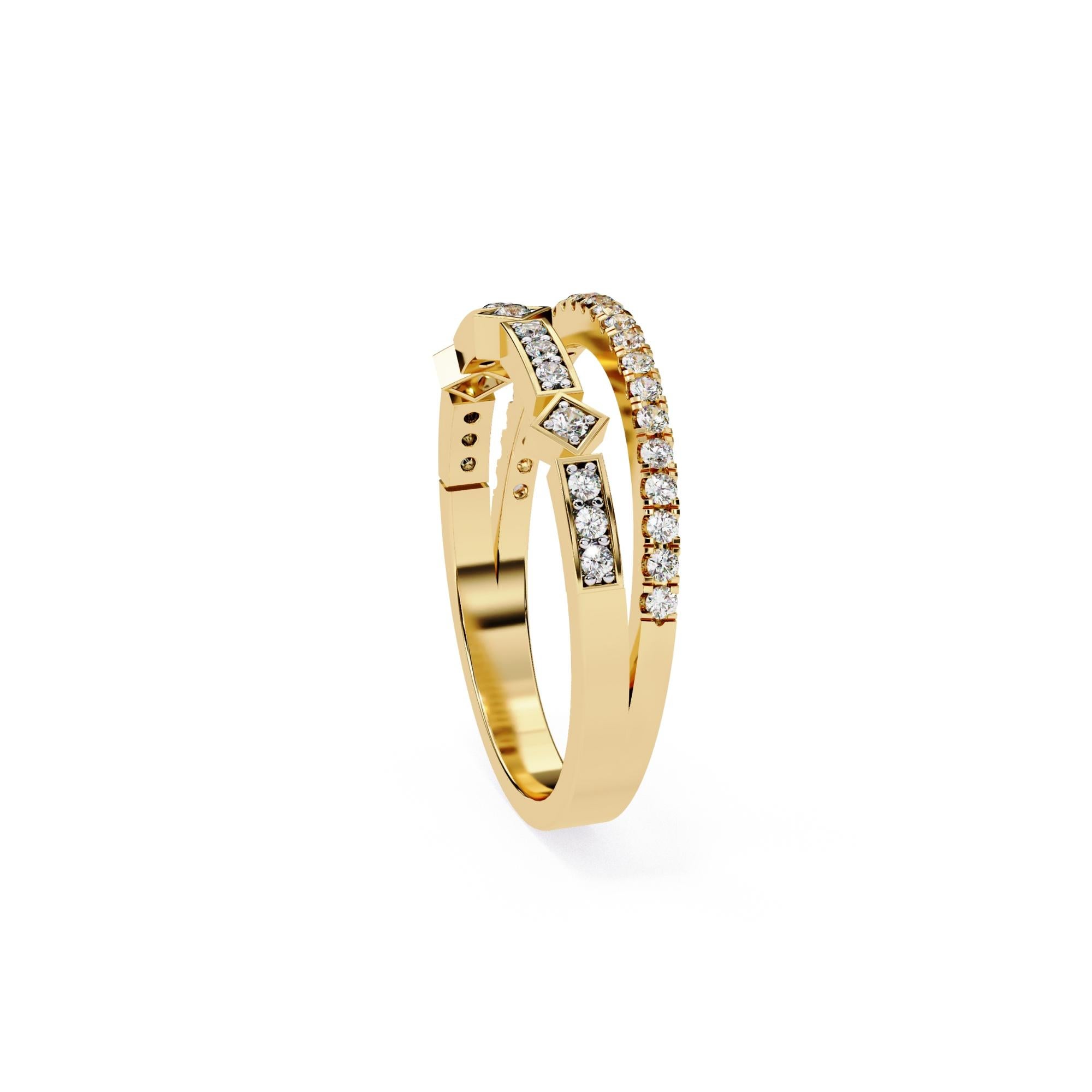 1/4 Ctw, Round Diamond Ring, Double Diamond Band, 14K Solid Gold, SI GH For Sale 1