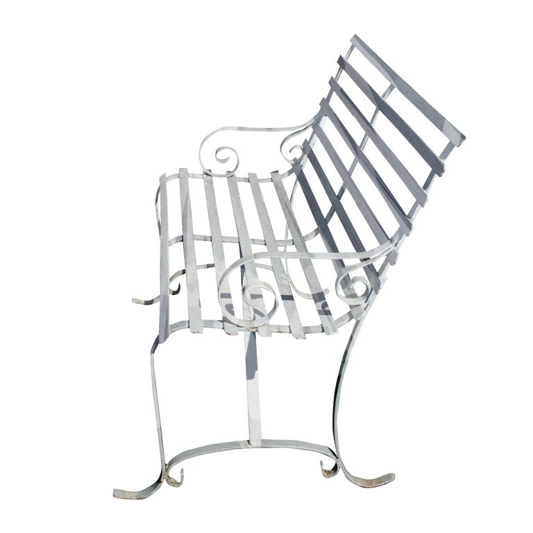 Victorian '1' Vintage Wrought Iron Outdoor Bench For Sale