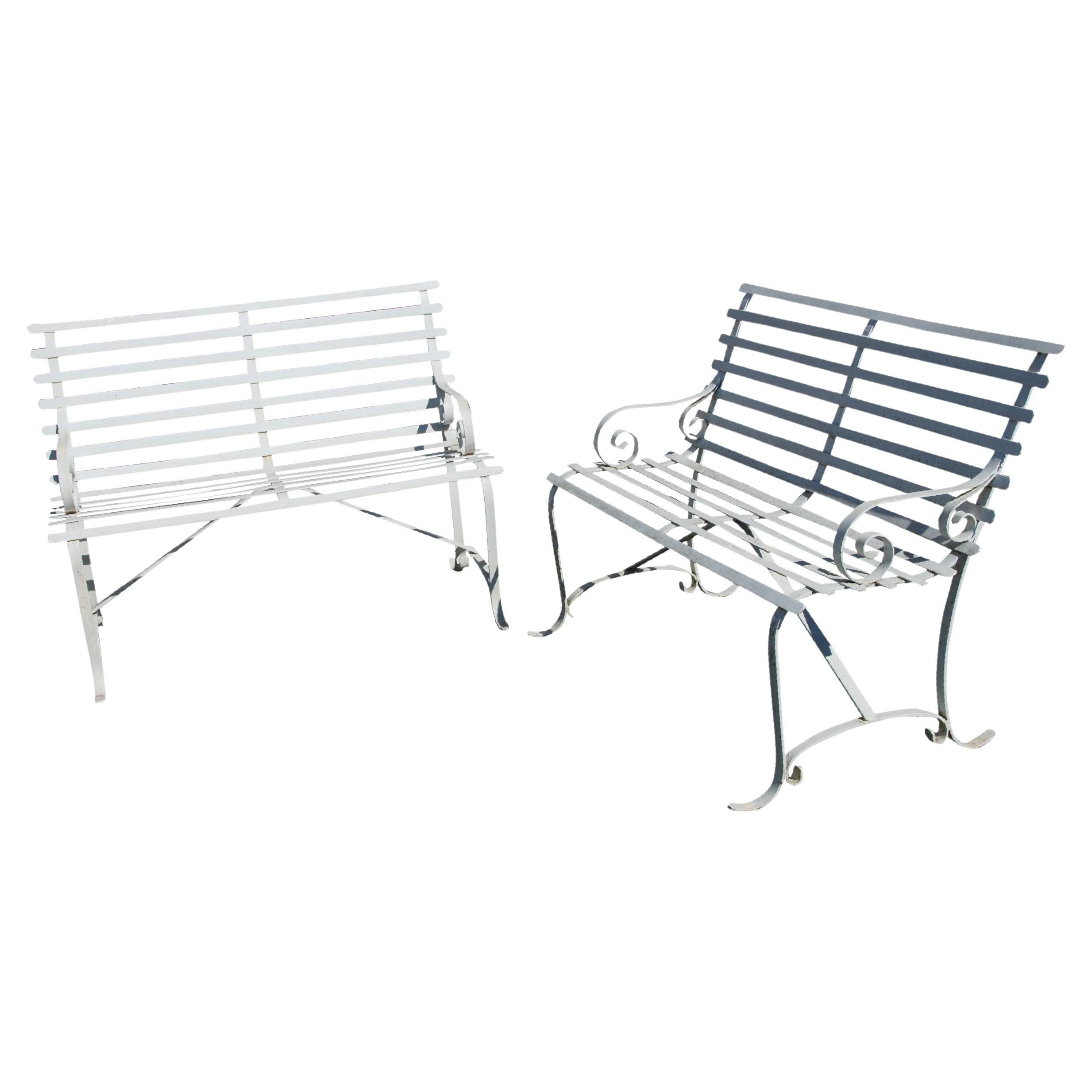 '1' Vintage Wrought Iron Outdoor Bench