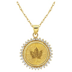 1/4OZ Feingold kanadische Dioamond- Münze-Halskette aus 14k Gelbgold mit Ahornblatt