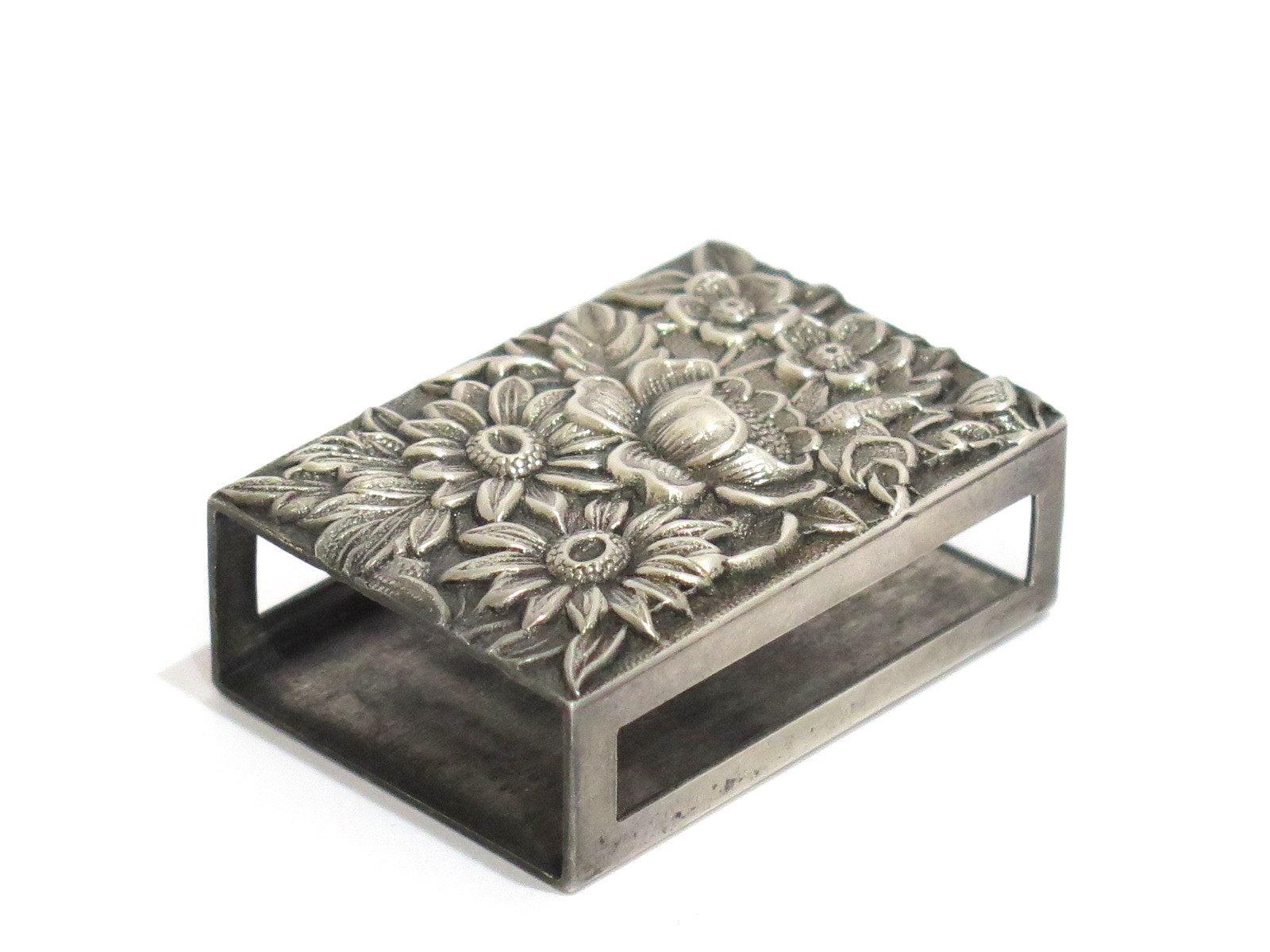 American Sterling Silver S. Kirk & Son Antique Floral Repousse Match Box Case
