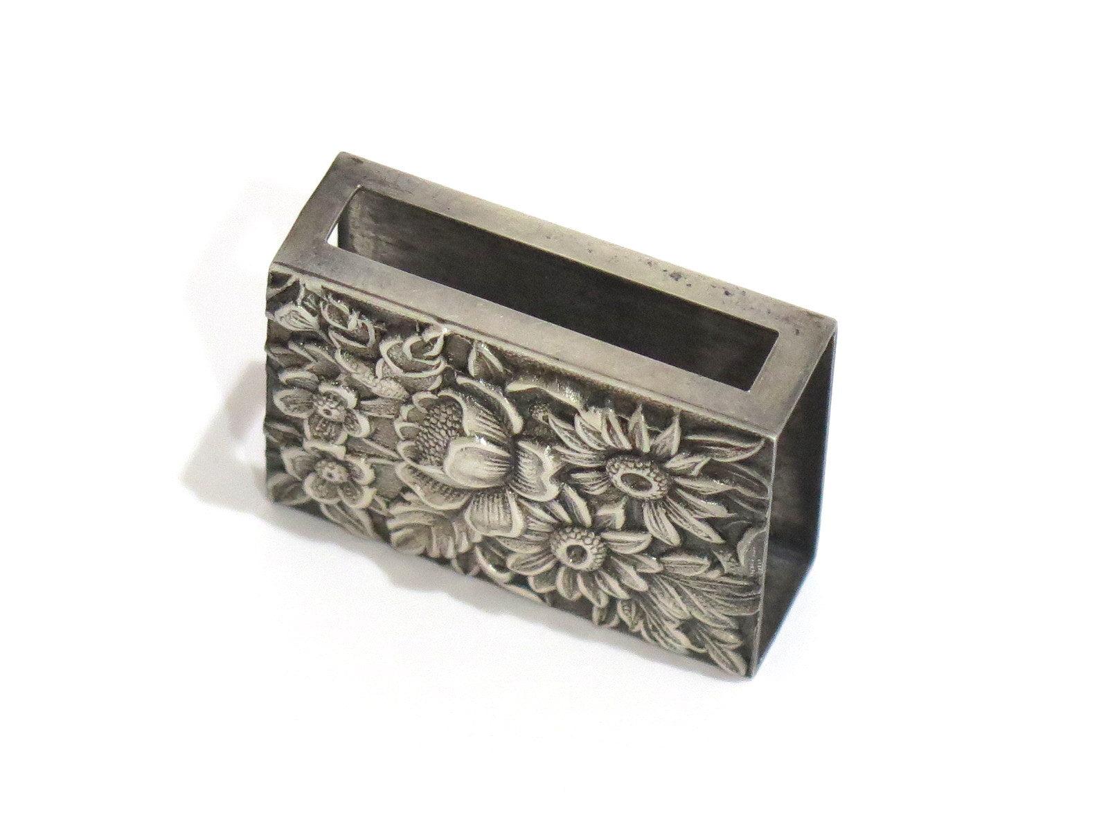 Repoussé Sterling Silver S. Kirk & Son Antique Floral Repousse Match Box Case