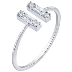 1/5 Carat Minimalistic Double Bar Bagg & Rd Certified Diamond Ring 14 Karat