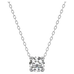 Collier pendentif solitaire en or massif 14 carats avec diamants ronds 1/5 carat