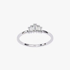1/5 Ctw, Baguette Diamond Ring, 14K Solid Gold, 5 Stone Ring, Tiara Ring, SI GH