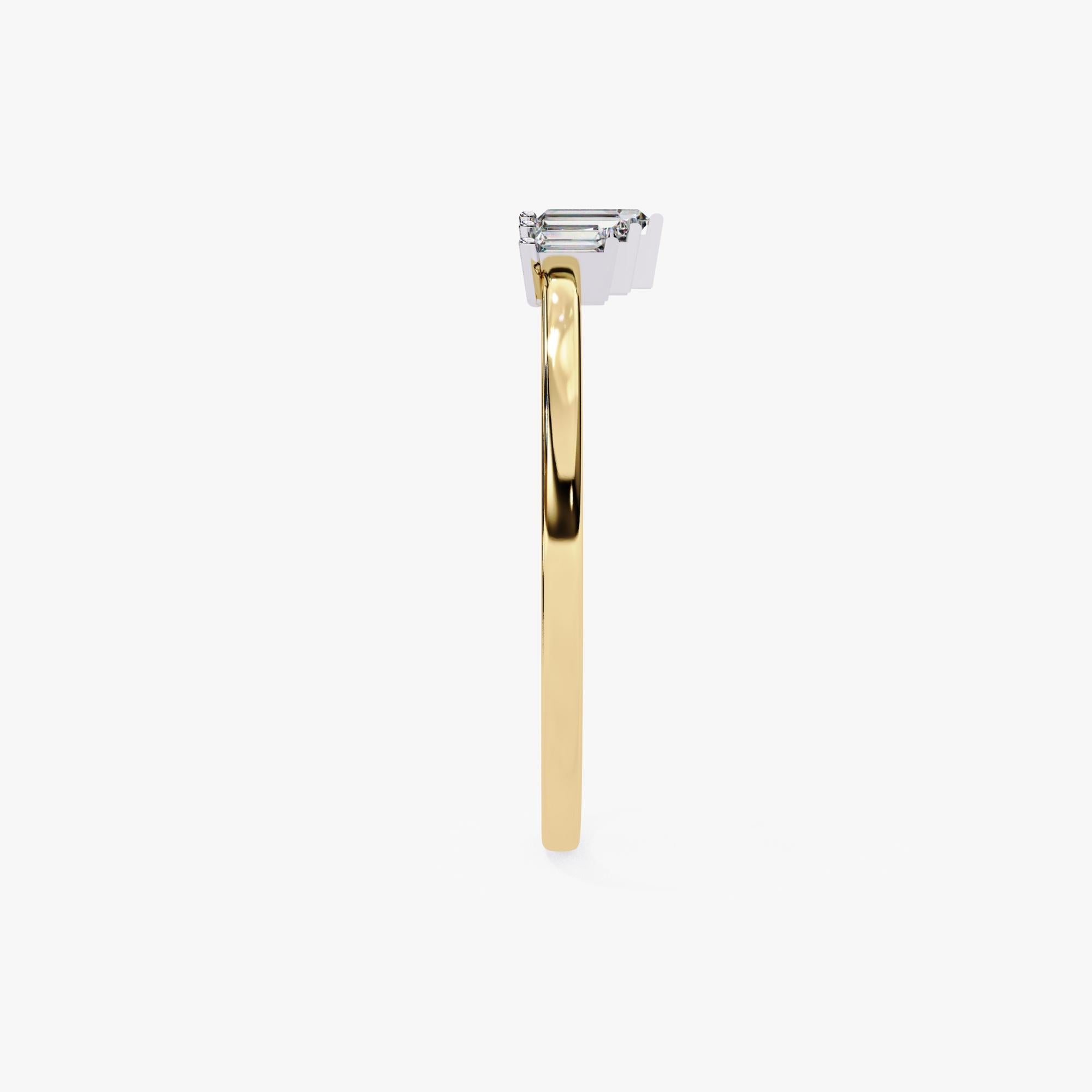 1/5 Ctw, anello con diamante baguette, oro massiccio 14K, anello con 5 pietre, anello a tiara, SI GH in vendita 1
