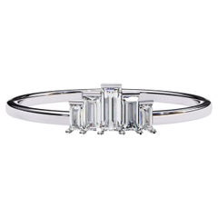 1/5 Ctw, Anillo de Diamantes Baguette, Oro Macizo de 14K, Anillo de 5 Piedras, Anillo Tiara, SI GH