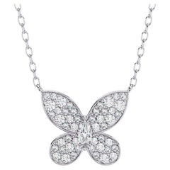 0.23 Ctw Butterfly Diamond Pendant Necklace 14K Gold