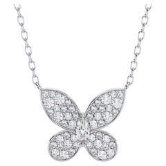 1/5 Ctw Butterfly Diamond Pendant Necklace, Prong Set 14K Solid Gold SI GH