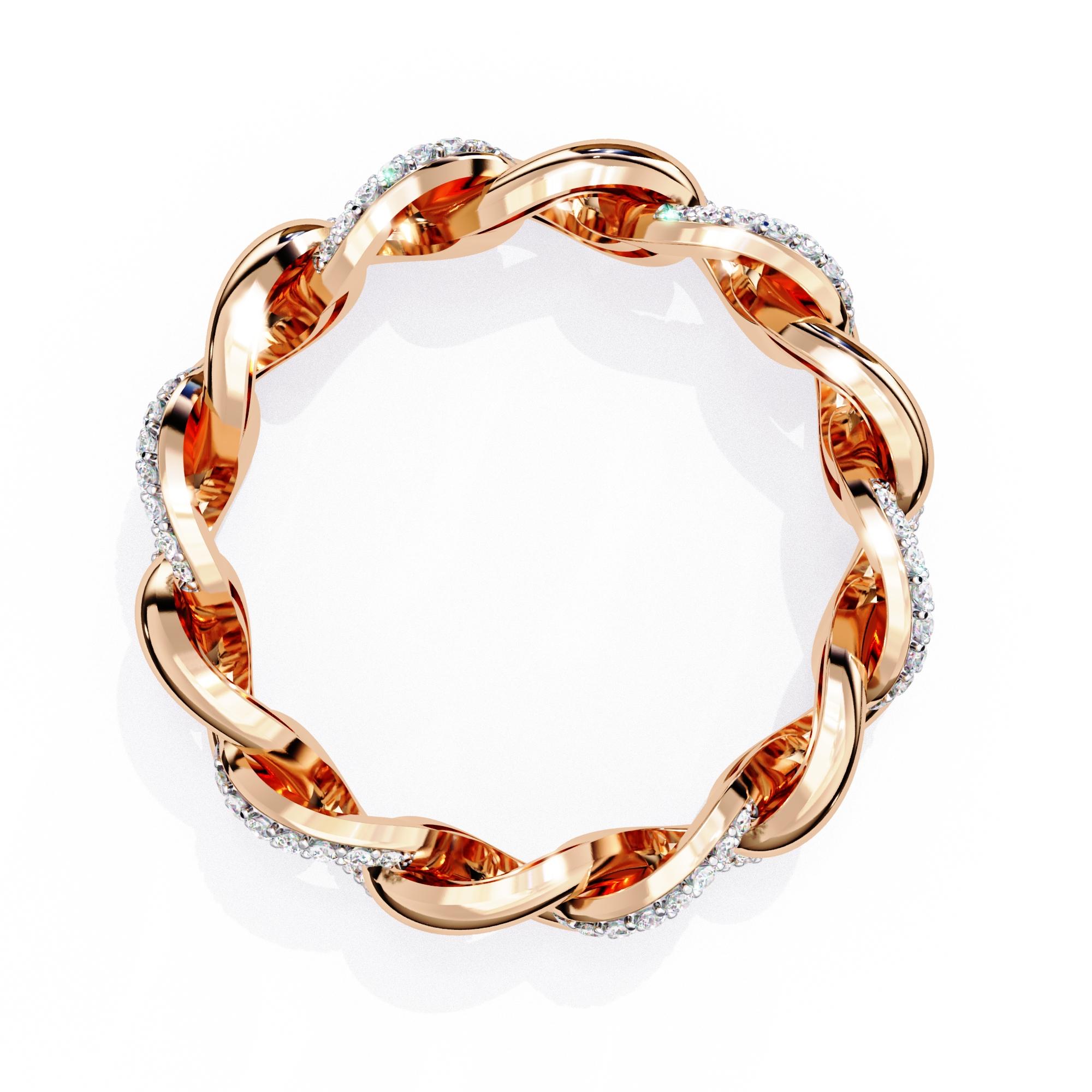 1/5 Ctw Cuban Link Diamond Ring, Full Eternity Band, 14K Solid Gold, SI GH For Sale 6