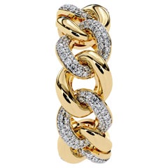 1/5 Ctw Cuban Link Diamond Ring, Full Eternity Band, 14K Solid Gold, SI GH
