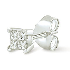 1/5 Carat Princess Cut Invisible Set Certified Diamond Earring in 14kt White