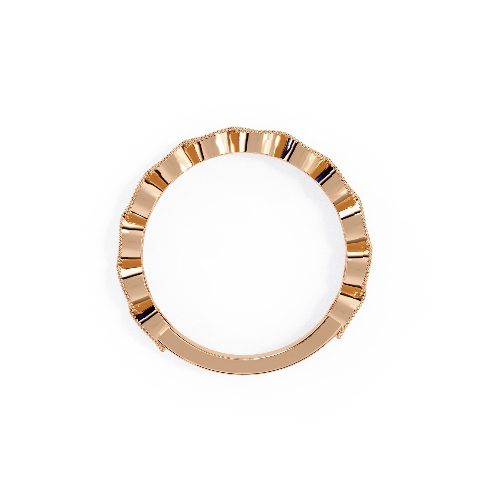 1/5 Ctw, Round Diamond Ring, Miligrain Marquise Shape Band, 14K Solid Gold, SI For Sale 6