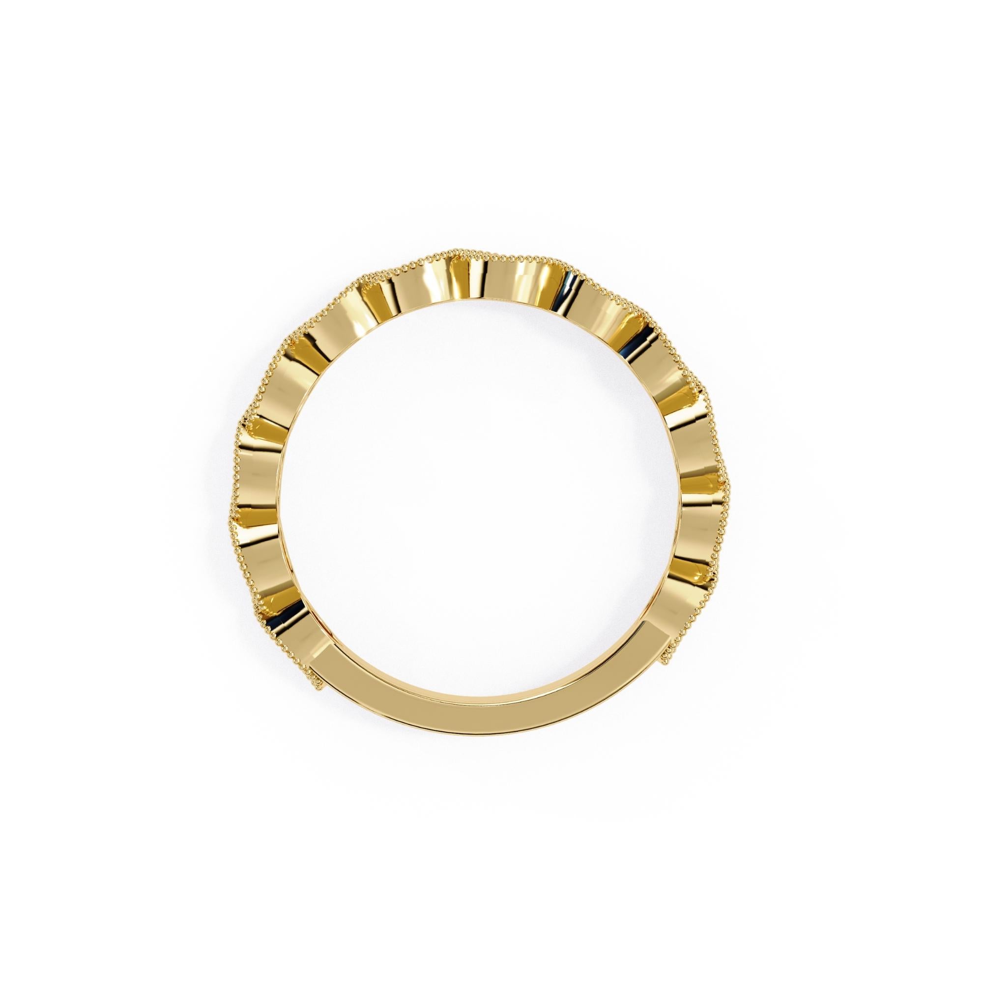 1/5 Ctw, Round Diamond Ring, Miligrain Marquise Shape Band, 14K Solid Gold, SI For Sale 2