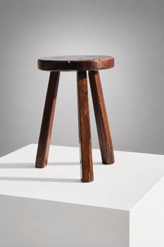 1/5 Tabouret ou table d'appoint « BRUTALISTE » au style rustique-moderne, France, 1950