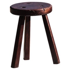 1/5 Tabouret ou table d'appoint « BRUTALISTE » au style rustique-moderne, France, 1950