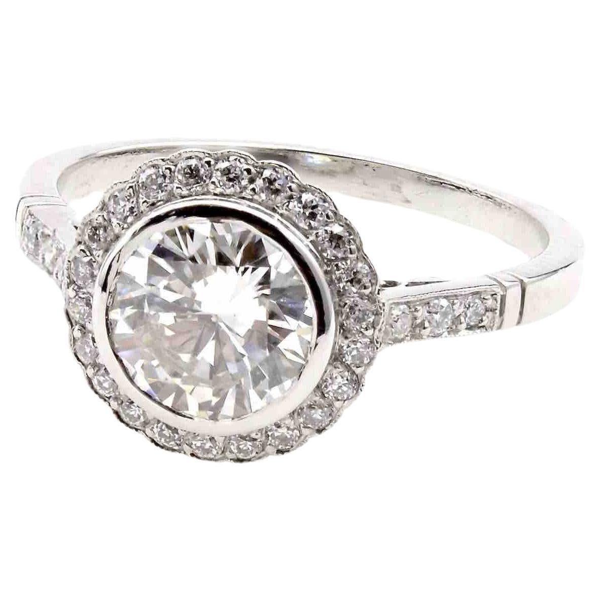 1, 57 carats I/Si1 diamond ring in platinum For Sale