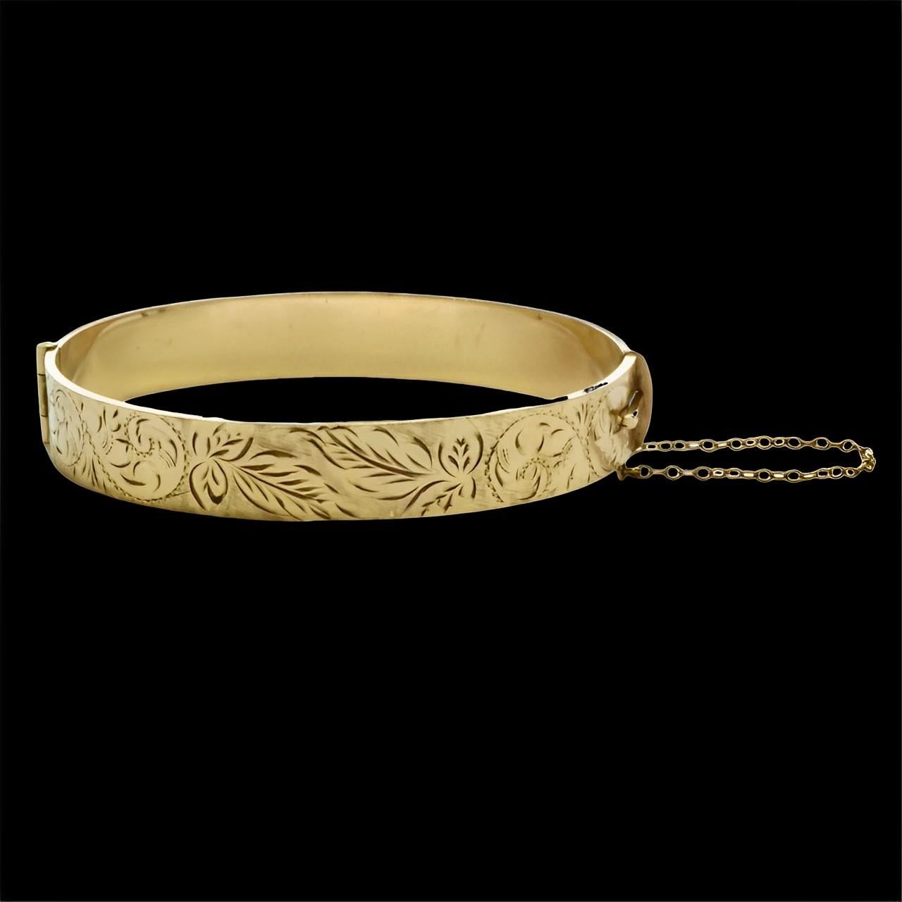 Bracciale 1/5 in oro 9ct Rolle con incisione a volute e foglie, timbrato AJ in vendita 5