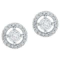 1/6 Carat Certified Round Diamond Stud Halo Earring 14 Karat Gold