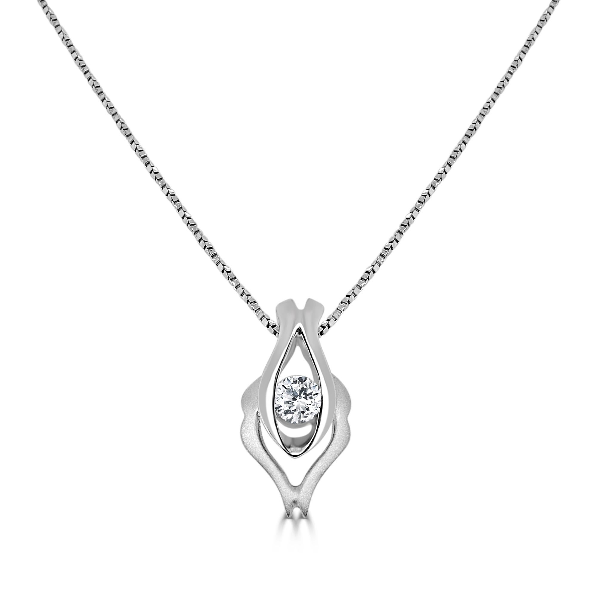 Contemporaneo Ciondolo con diamante da 1/6 di carato e catena in vendita