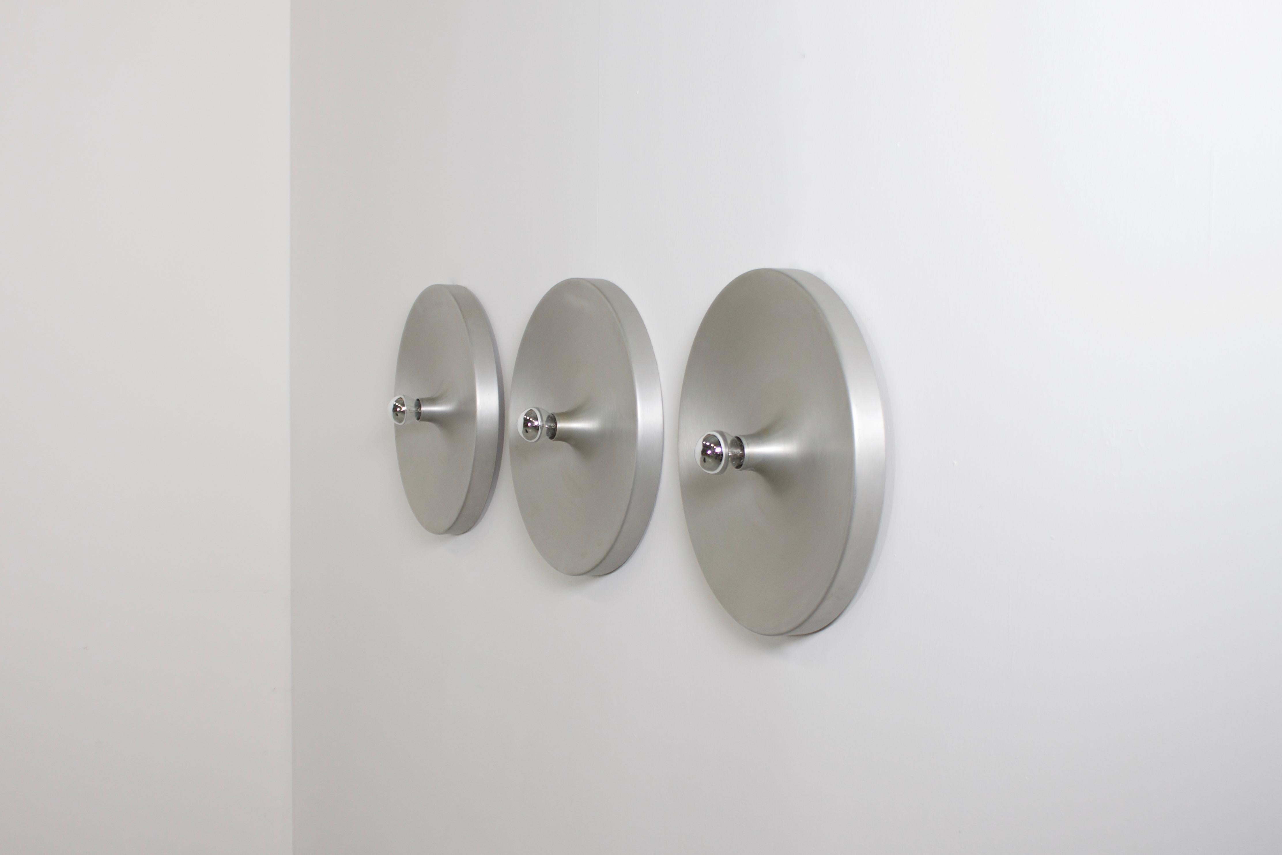 Mid-Century Modern 1/6 Large Aluminum Sconces Used by Charlotte Perriand in Les Arcs France, 1970s