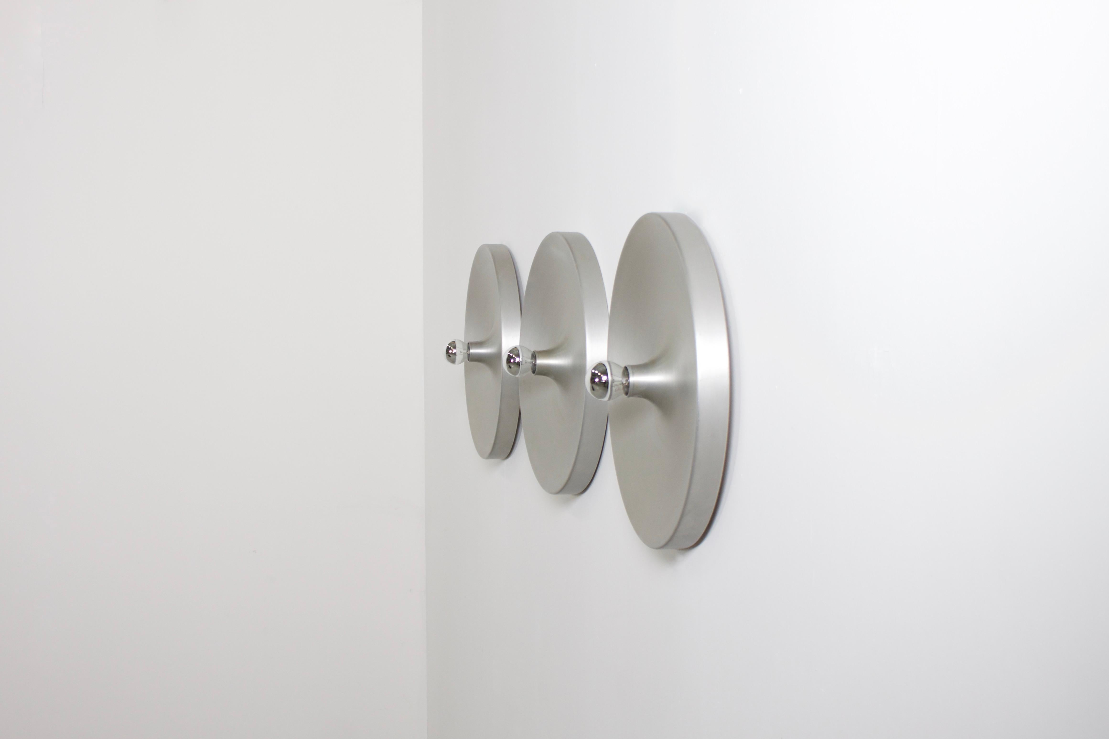 German 1/6 Large Aluminum Sconces Used by Charlotte Perriand in Les Arcs France, 1970s