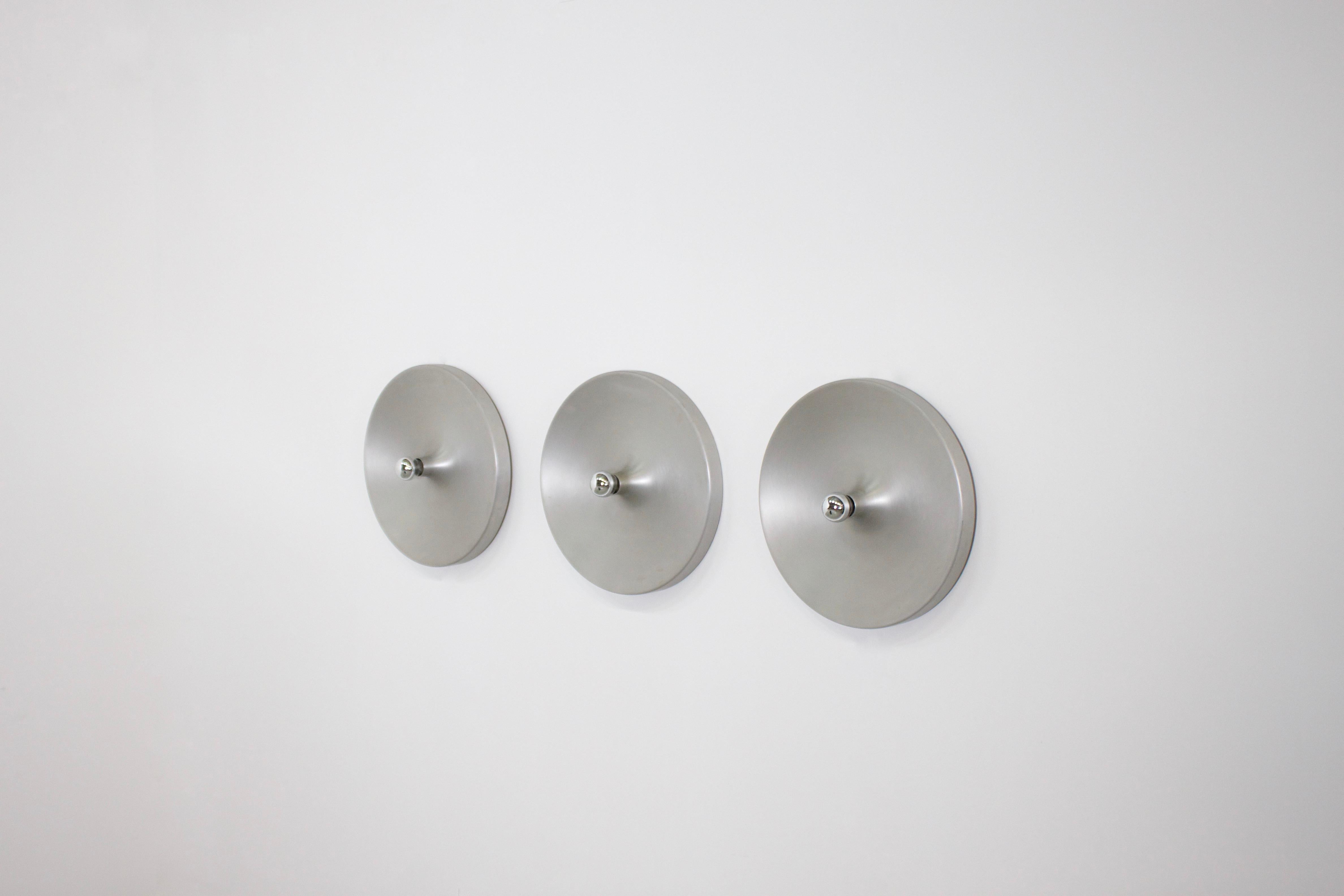 20th Century 1/6 Large Aluminum Sconces Used by Charlotte Perriand in Les Arcs France, 1970s