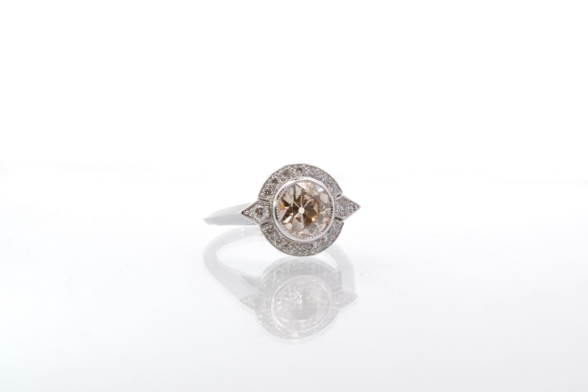 Old European Cut  1, 78 carats NR/P1 diamond ring in platinum For Sale