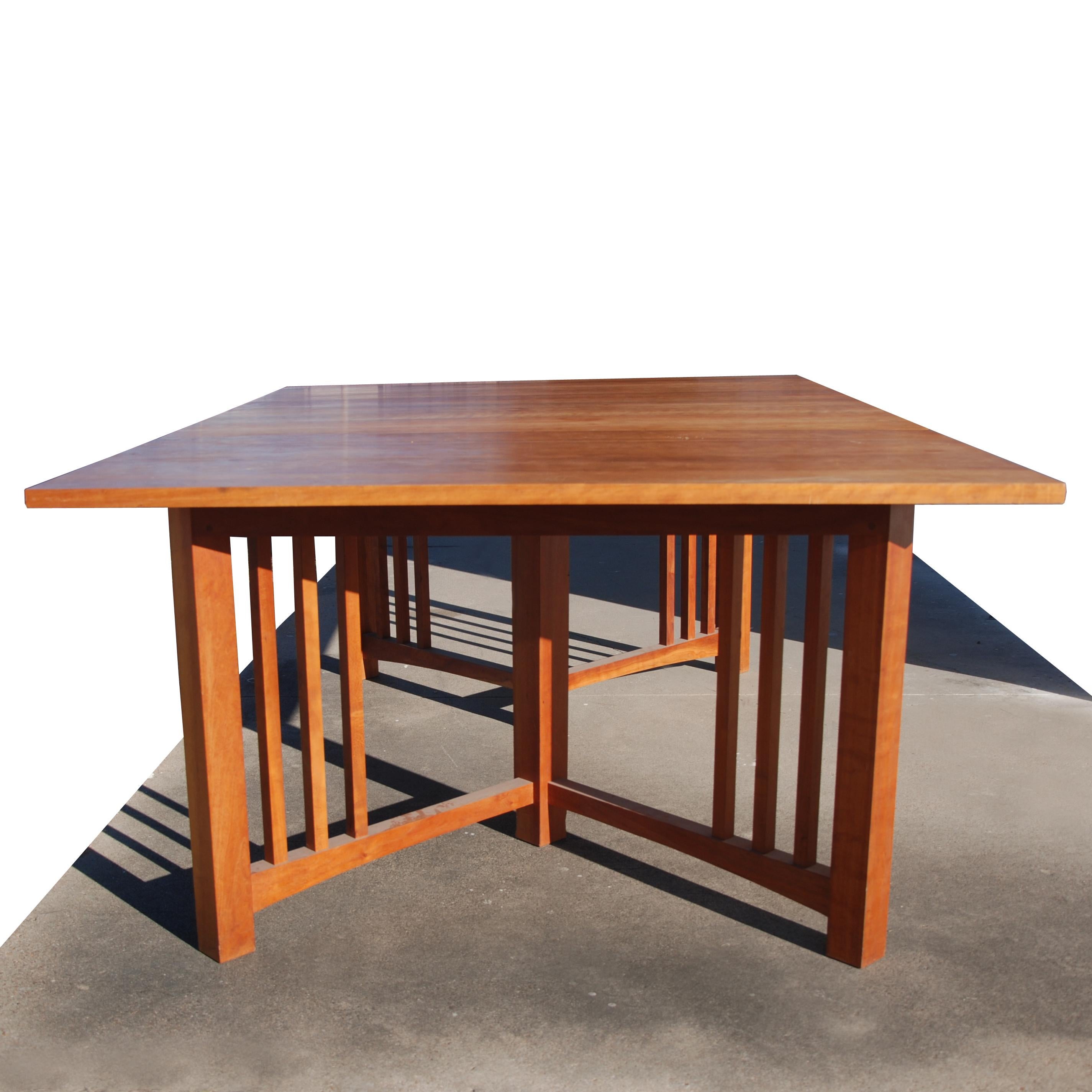 20th Century Extension Mission Arts and Crafts Trestle Table For Sale