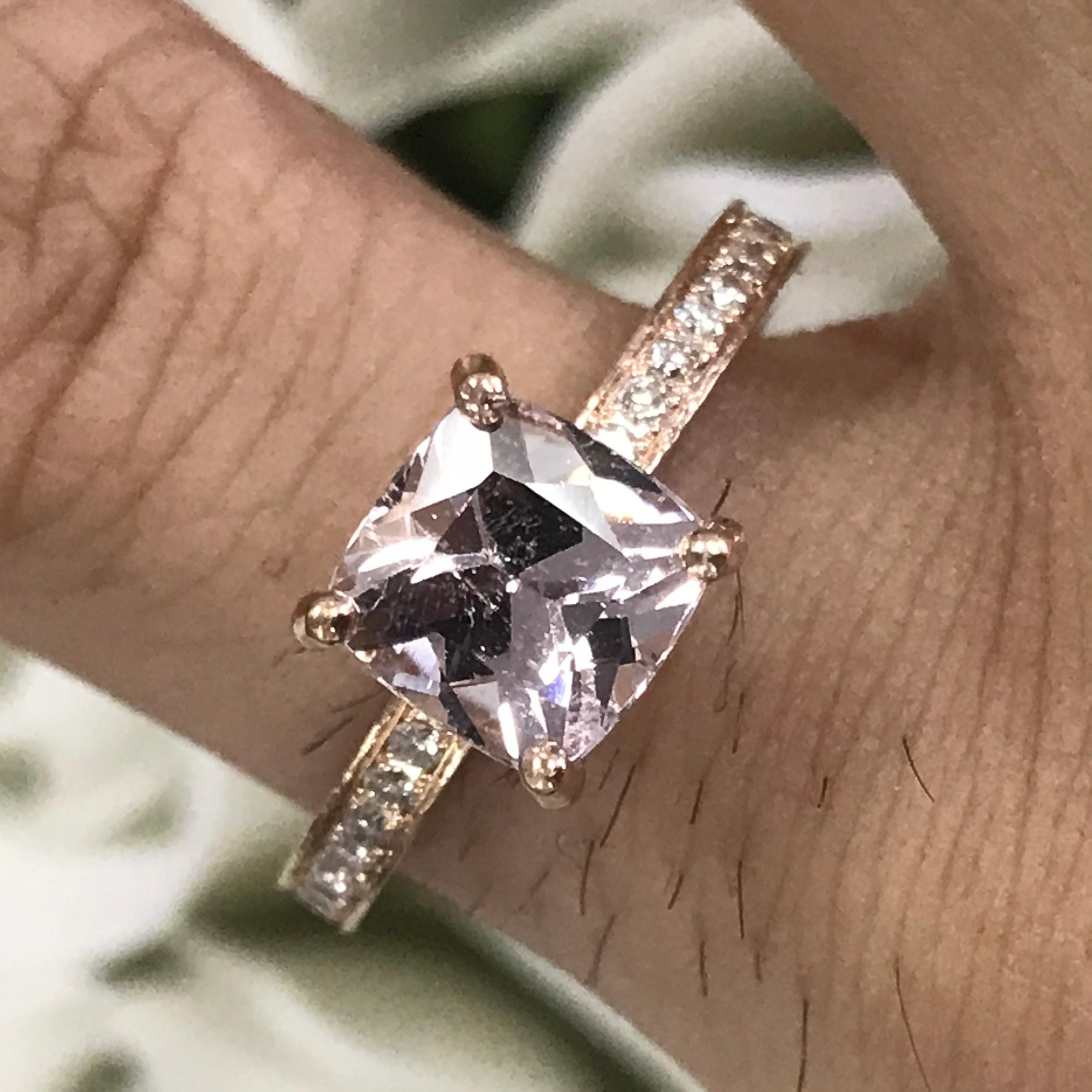 1 and 1/4 Carat Approx. Morganite and Diamond Rose Gold Ring, Ben Dannie Design In New Condition For Sale In West Hollywood, CA