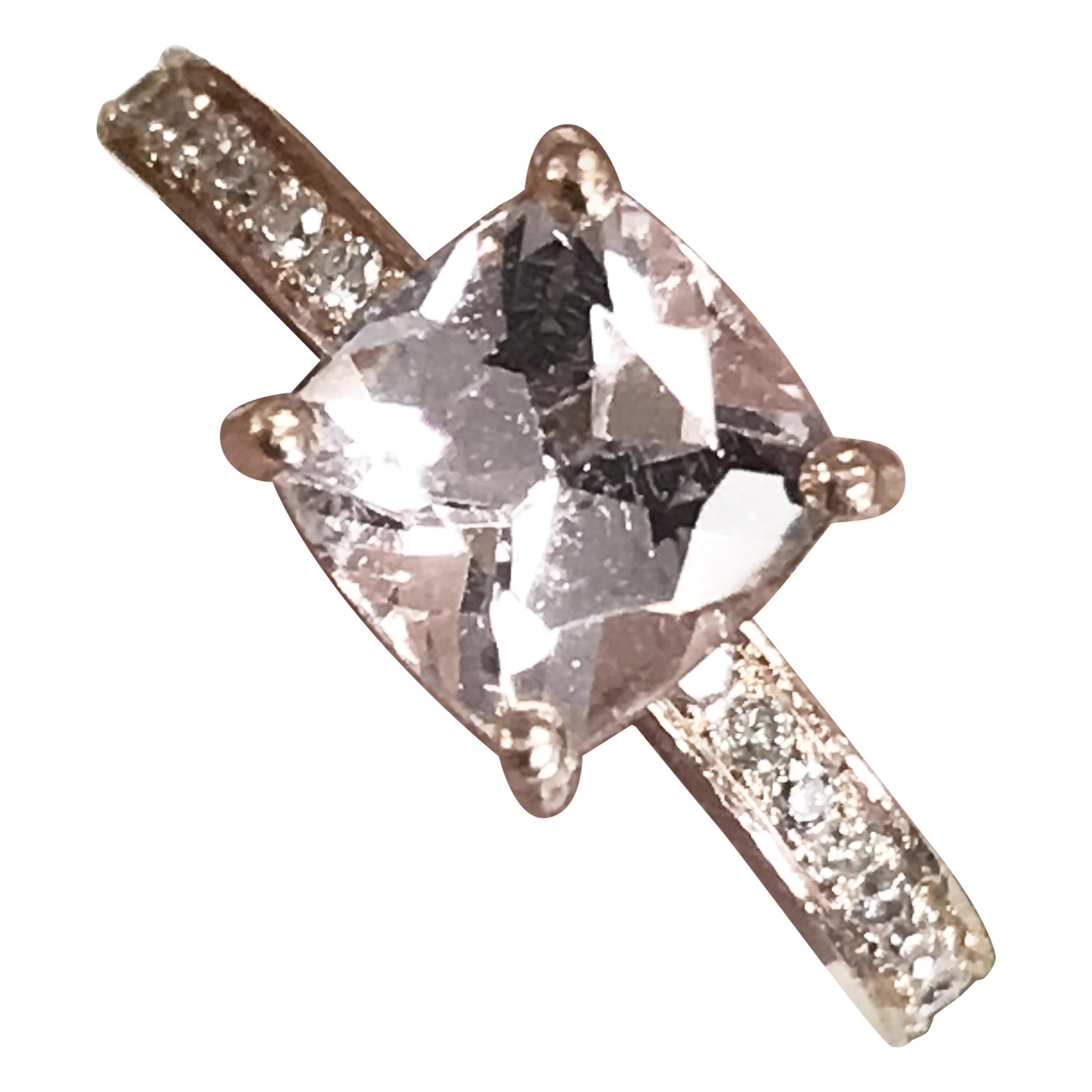 1 and 1/4 Carat Approx. Morganite and Diamond Rose Gold Ring, Ben Dannie Design For Sale