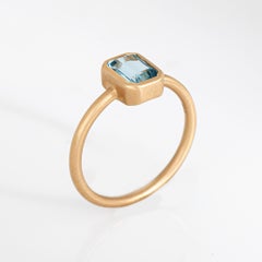 1 Aquamarine Ring Sz 6.25 Estate 14k Gold Stacking Band Fine Jewelry Emerald Cut
