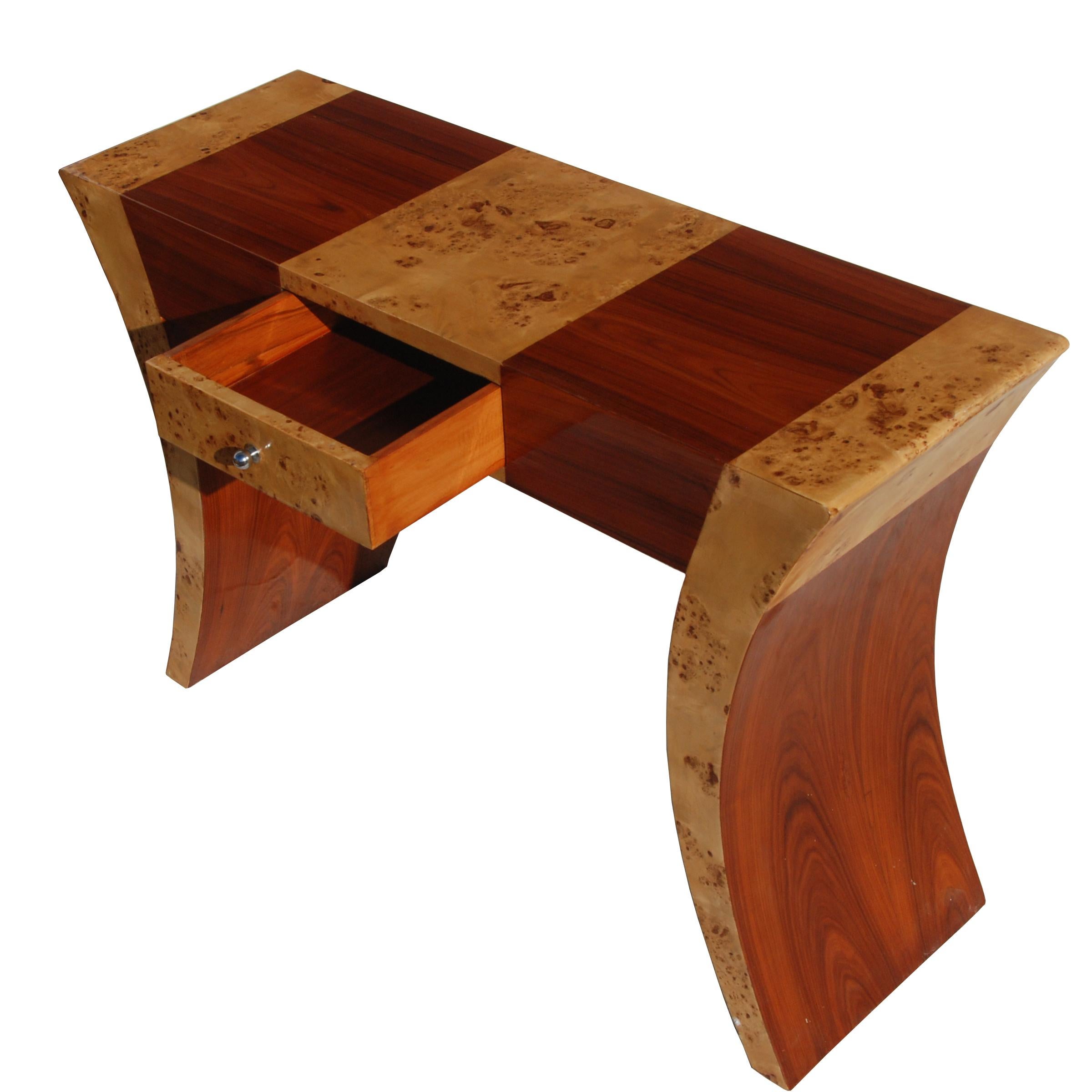 European 1 Art Deco Burl Console Credenza