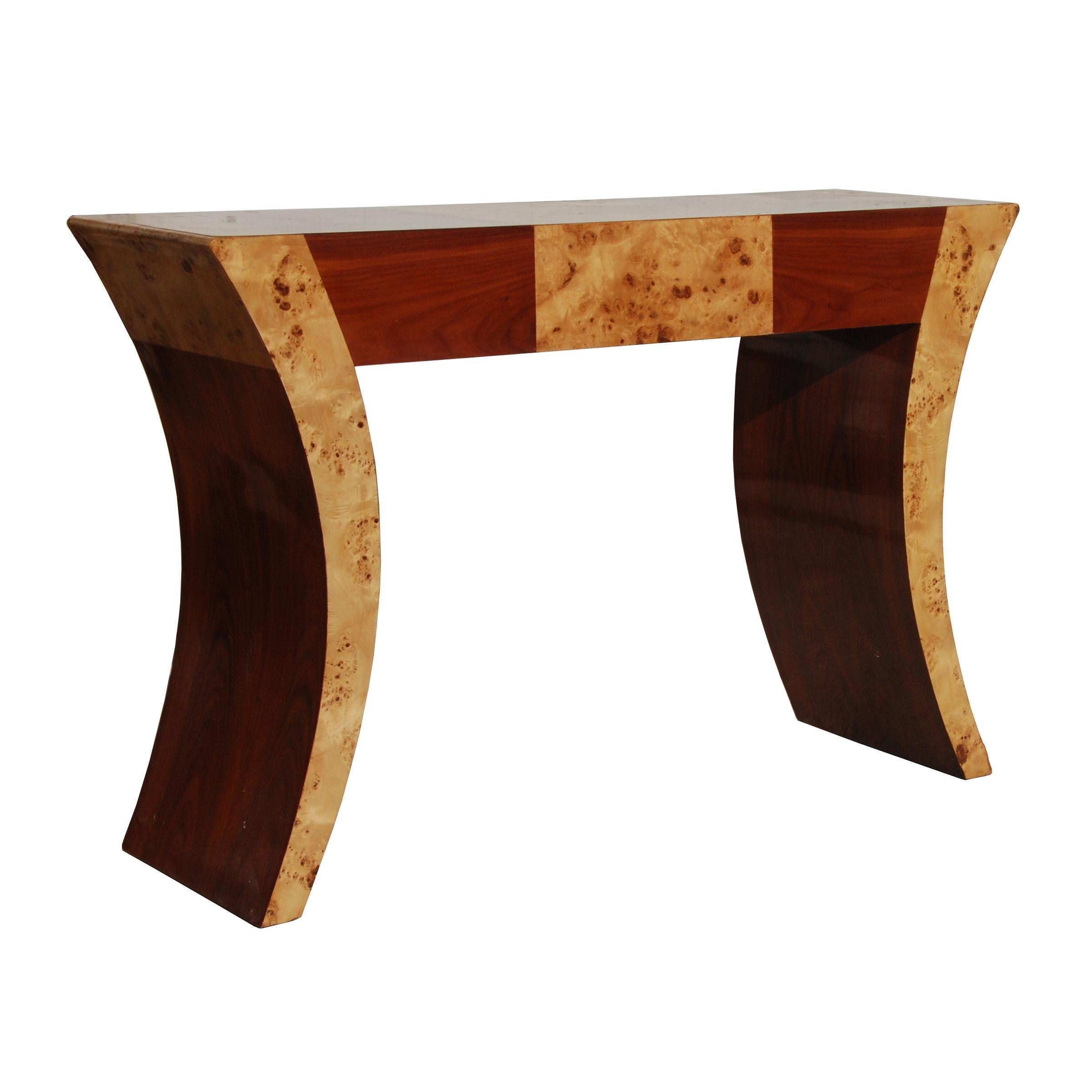 Late 20th Century 1 Art Deco Burl Console Credenza