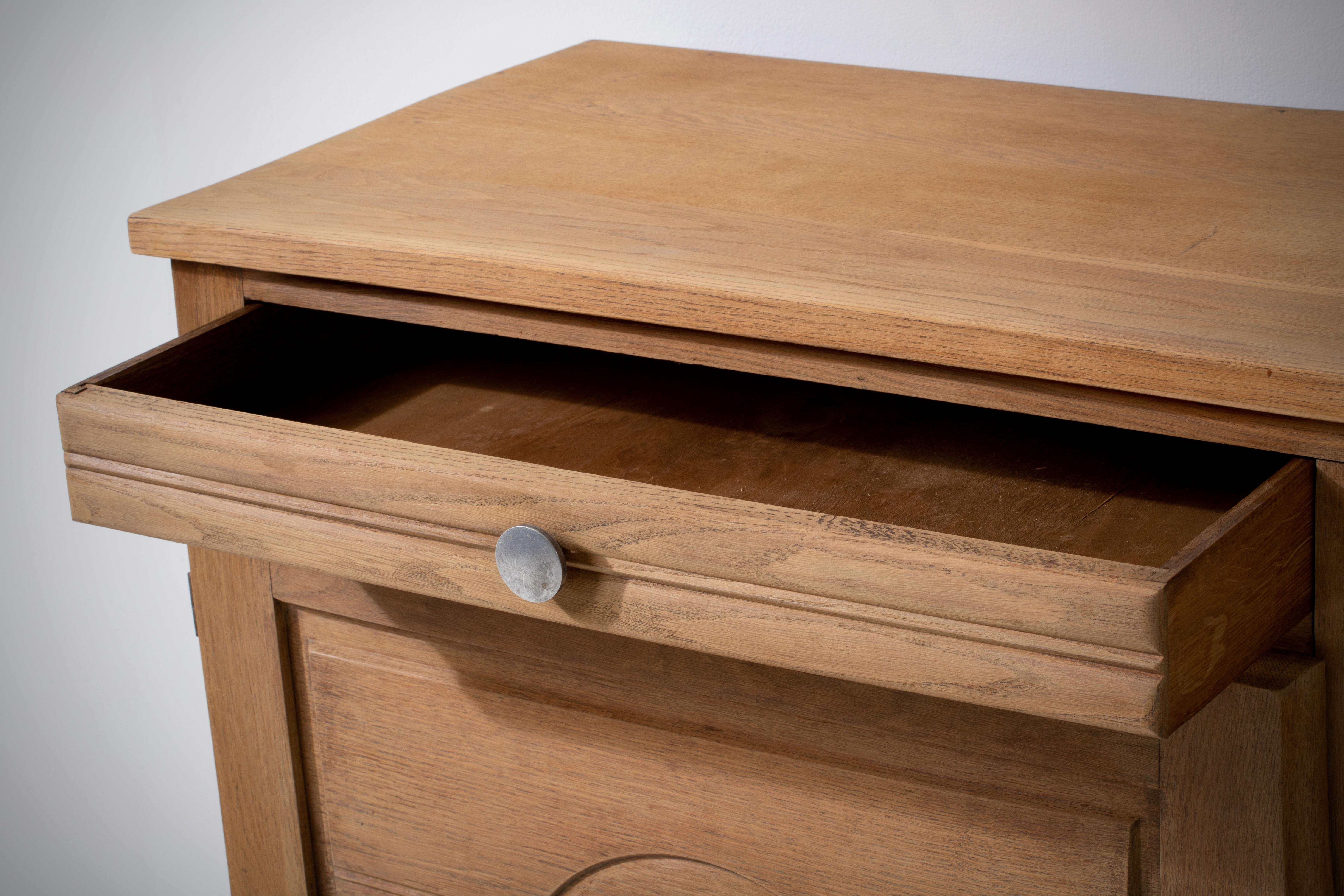 1 Bleached Solid Oak Credenza, France, 1940s For Sale 3