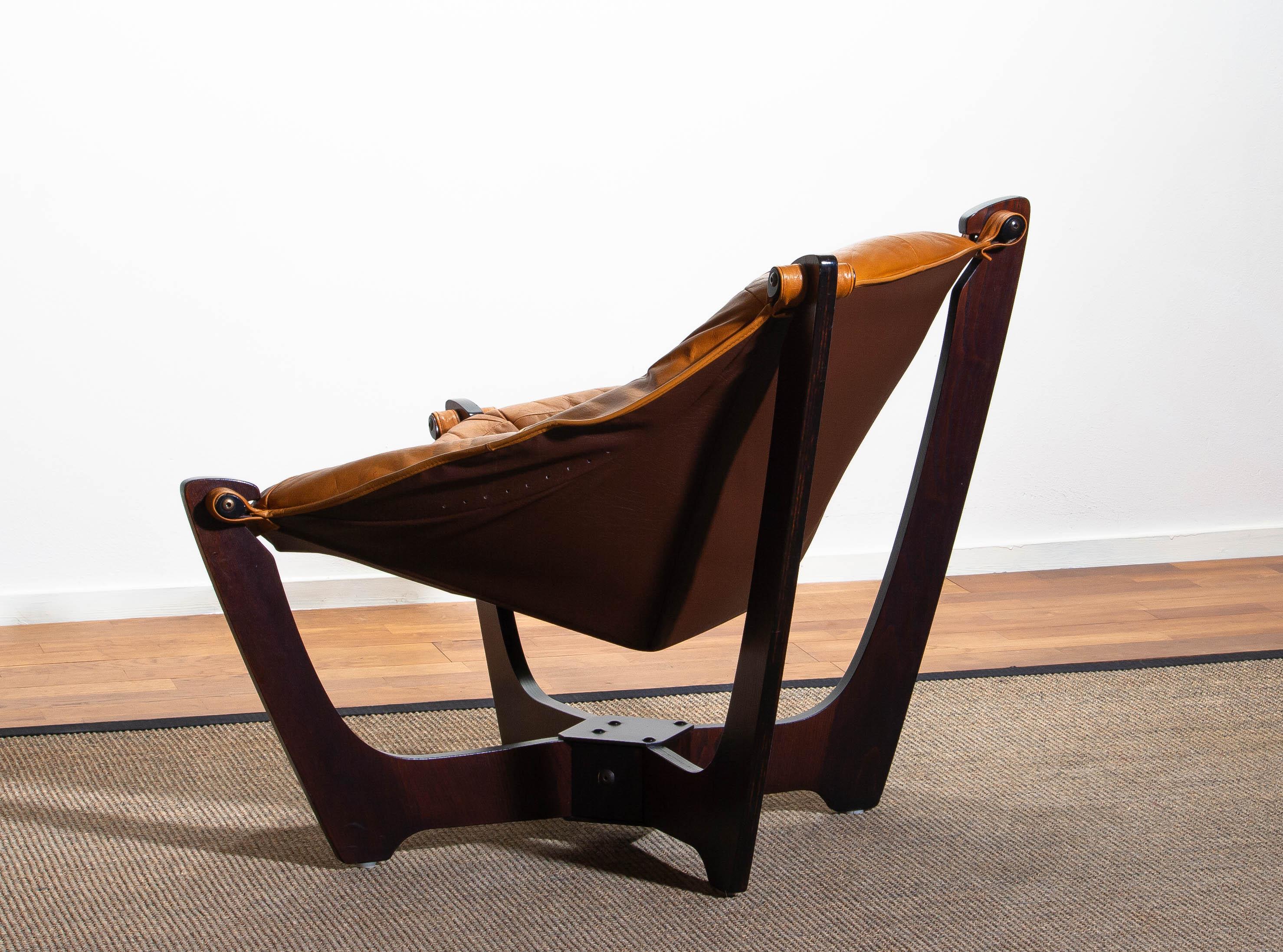 1 Camel/Cognac Leather Lounge Chair by Odd Knutsen for Hjellegjerde Møbler, 1970 1