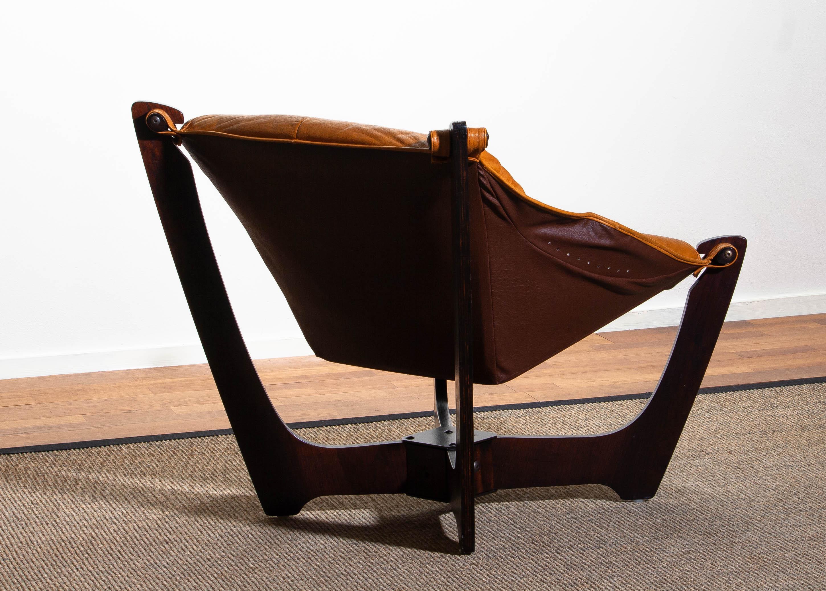 1 Camel/Cognac Leather Lounge Chair by Odd Knutsen for Hjellegjerde Møbler, 1970 3