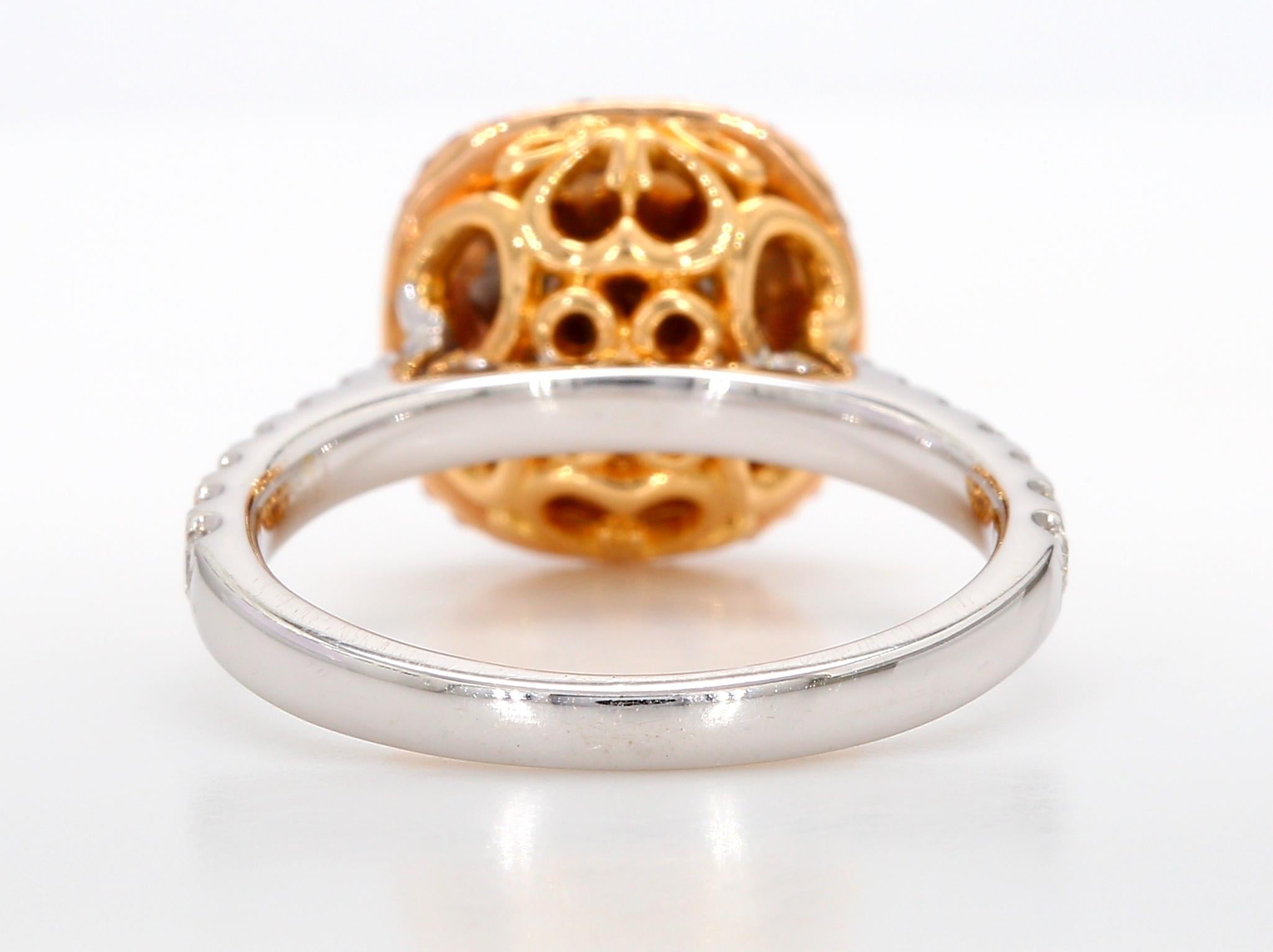 Contemporary 1 + Carart Fancy Red-Brown Diamond Engagement Ring, GIA Certified, 18K Gold. For Sale