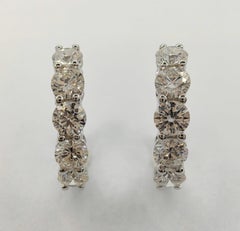 1 Carat 10-Diamond Huggie Hoop Earrings in 18k White Gold