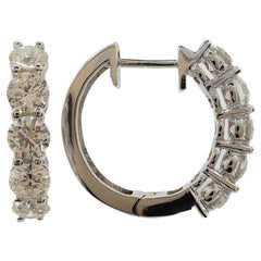 1 Carat 10-Diamond Huggie Hoop Earrings in 18k White Gold