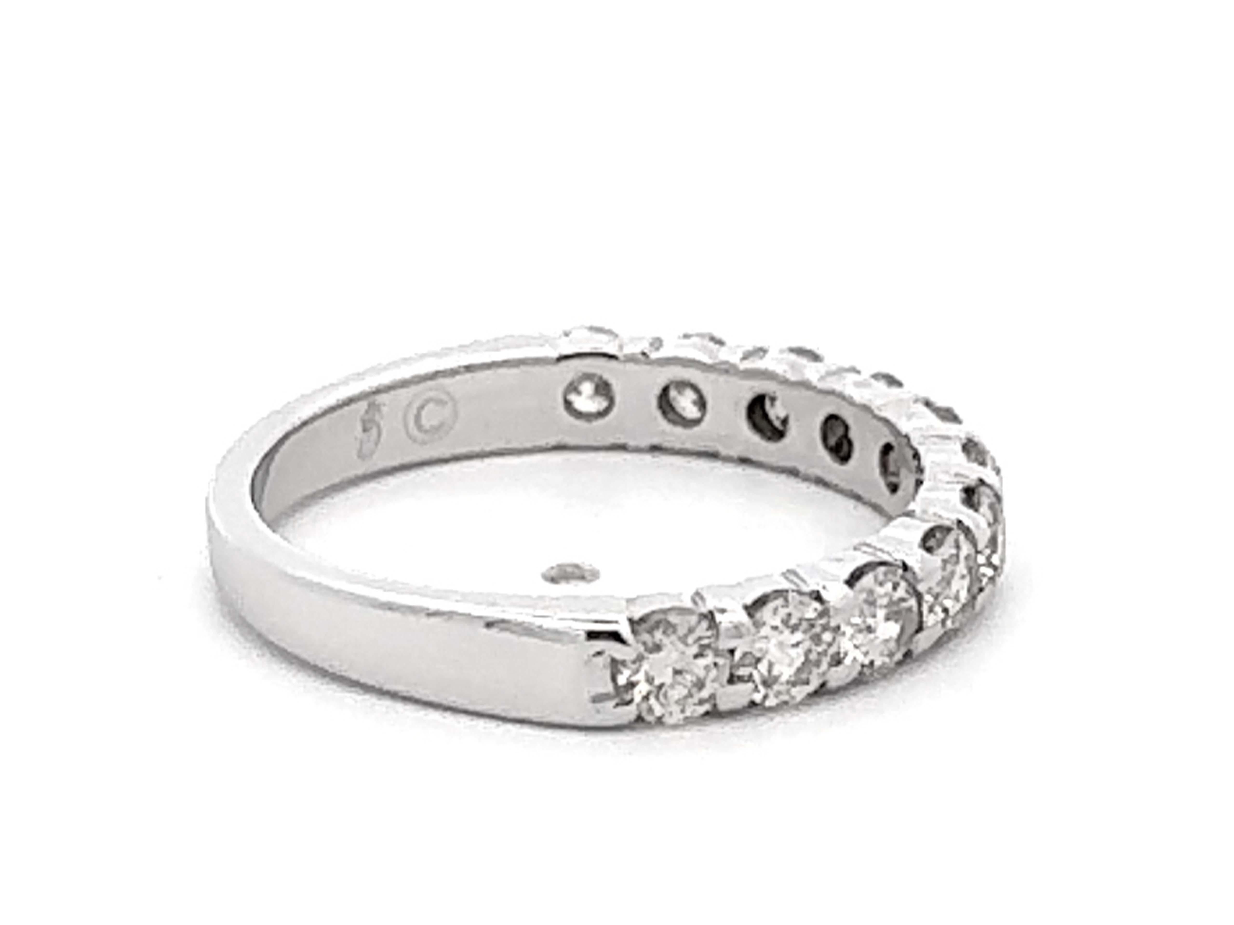 Women's or Men's 1 Carat 11 Brilliant Cut Diamond Band Ring 14k White Gold For Sale