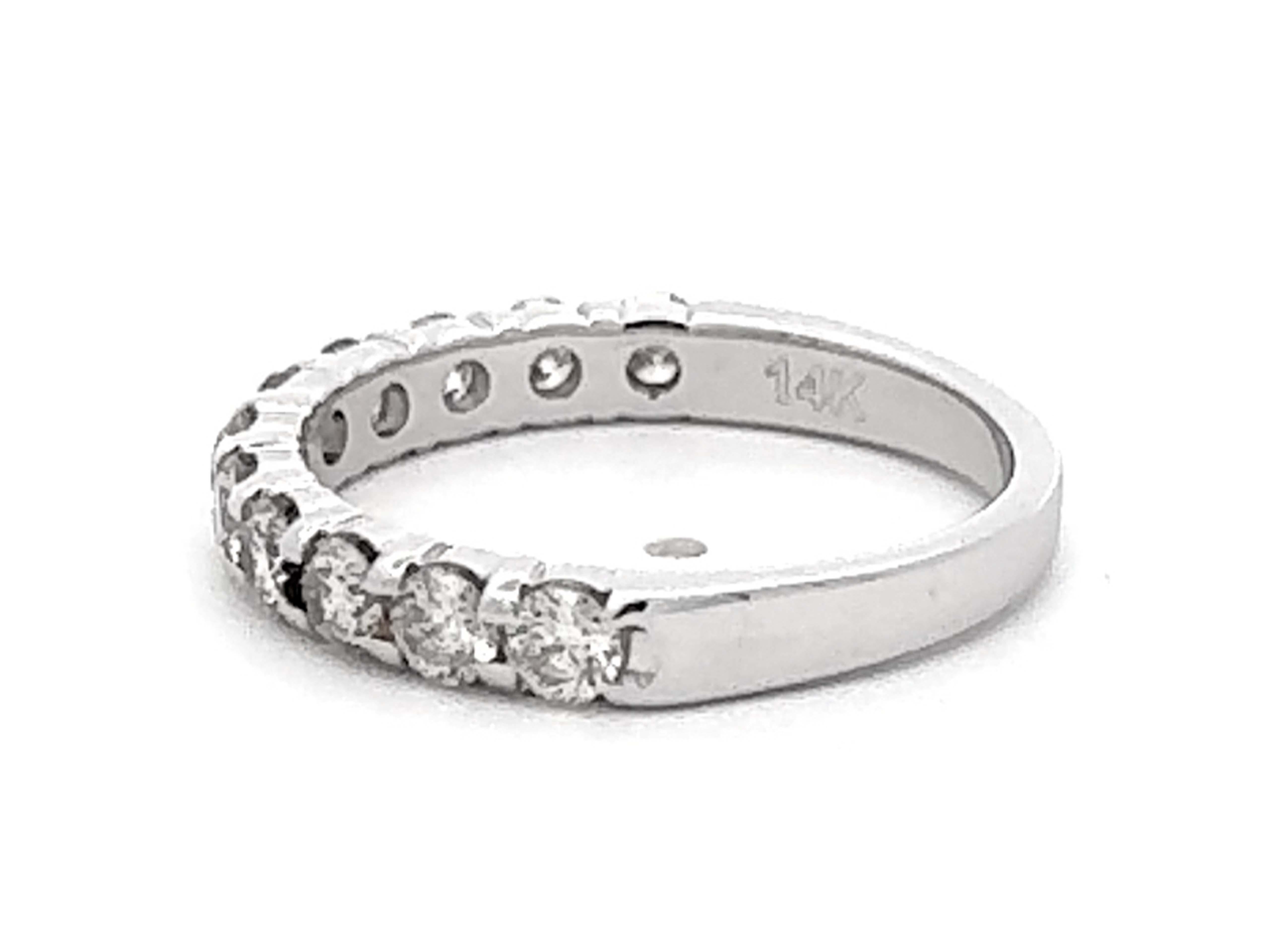 1 Carat 11 Brilliant Cut Diamond Band Ring 14k White Gold For Sale 1