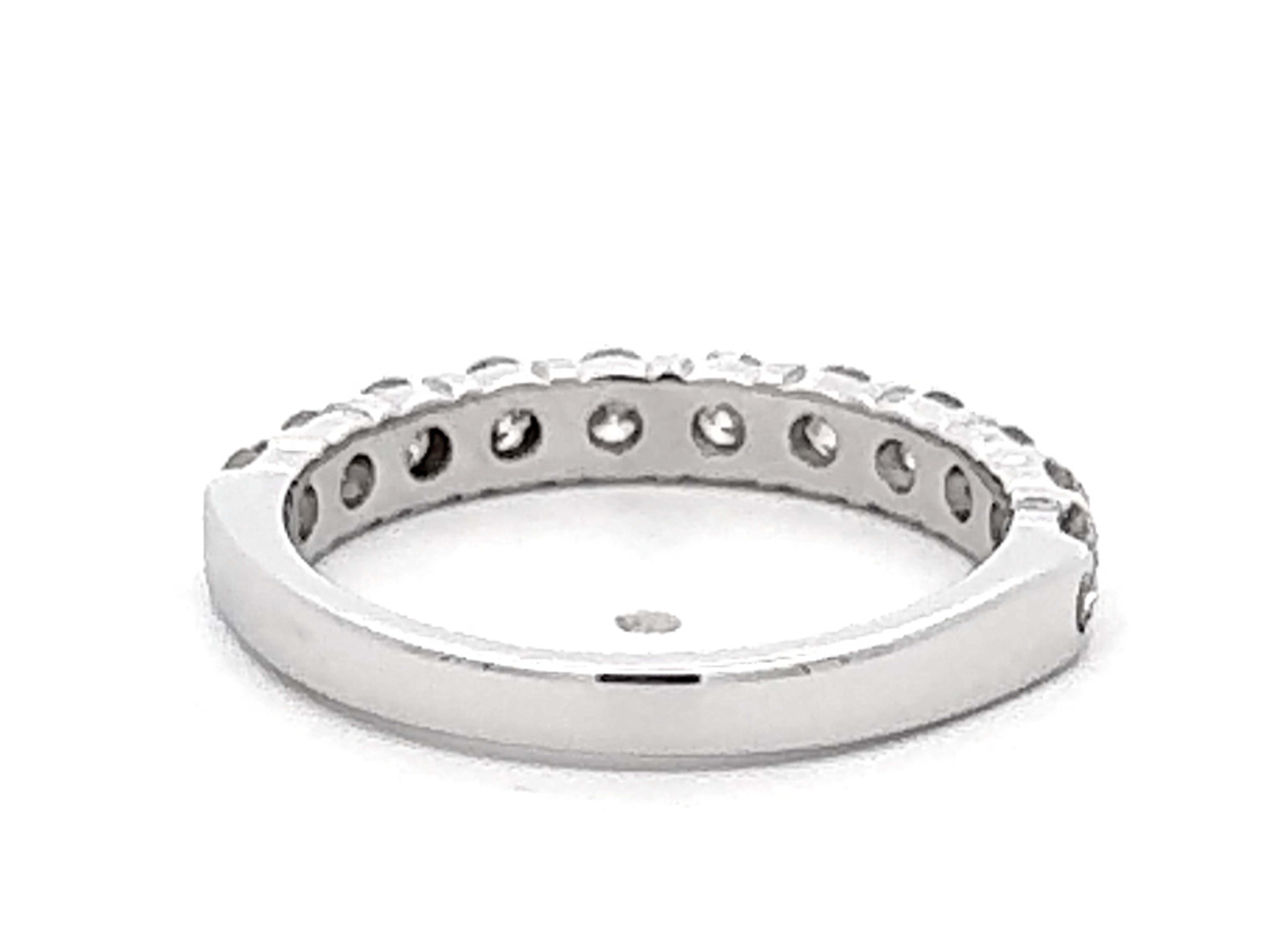 1 Carat 11 Brilliant Cut Diamond Band Ring 14k White Gold For Sale 2