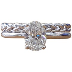 1 Carat 14 Karat White Gold Oval Diamond Engagement Ring Set