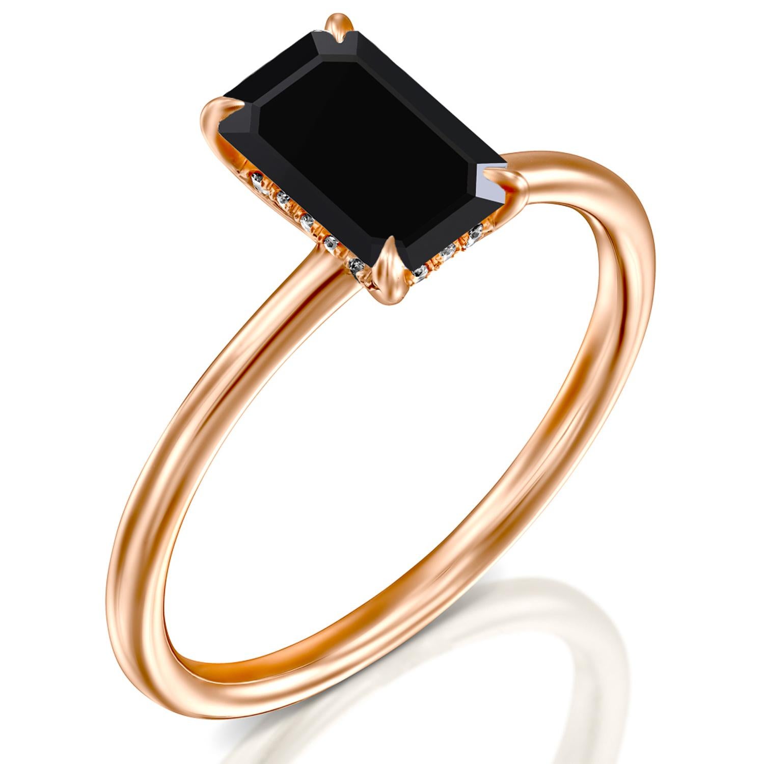 rose gold black diamond engagement rings