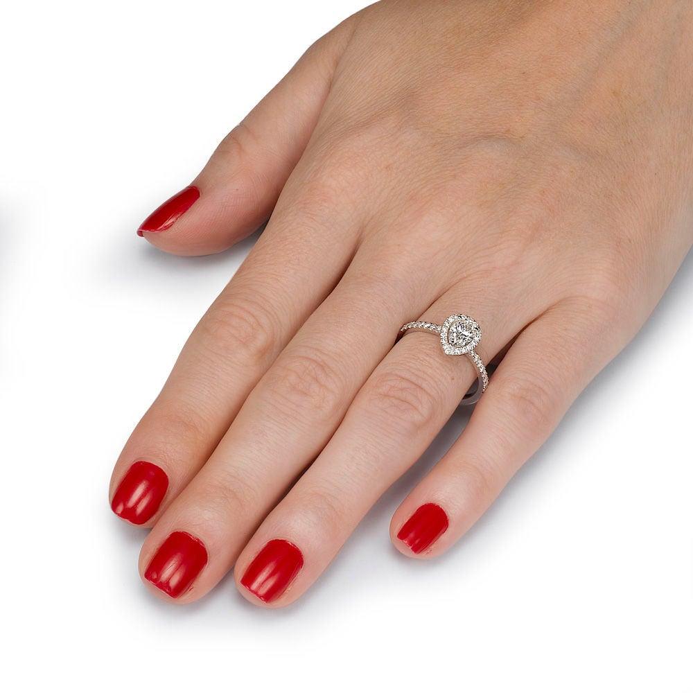 Art Deco 1 Carat 14 Karat Rose Gold Pear Diamond Engagement Ring