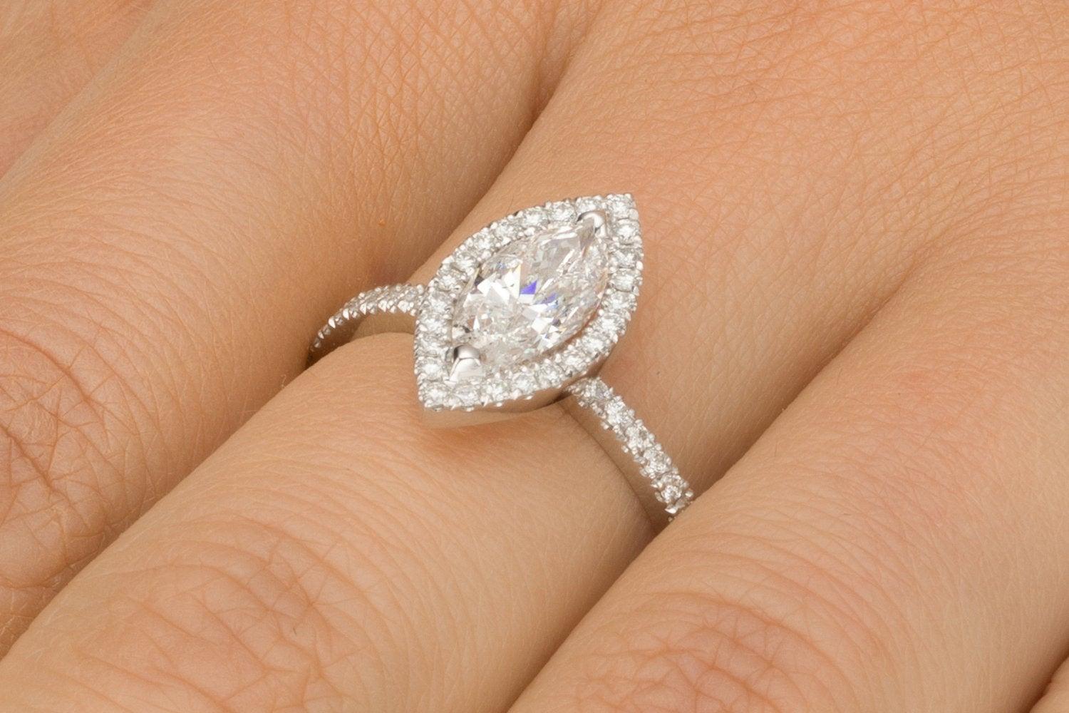 marquise engagement ring with halo